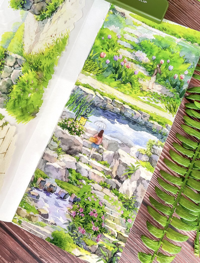 石阶生花 小さな感動 水彩で描く PET 和紙膠帶 - 纸胶带 - 其他材质 多色