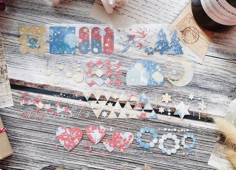 冬日赞歌 PET 纸胶带 台灣自己印 10米卷 - 纸胶带 - 其他材质 多色