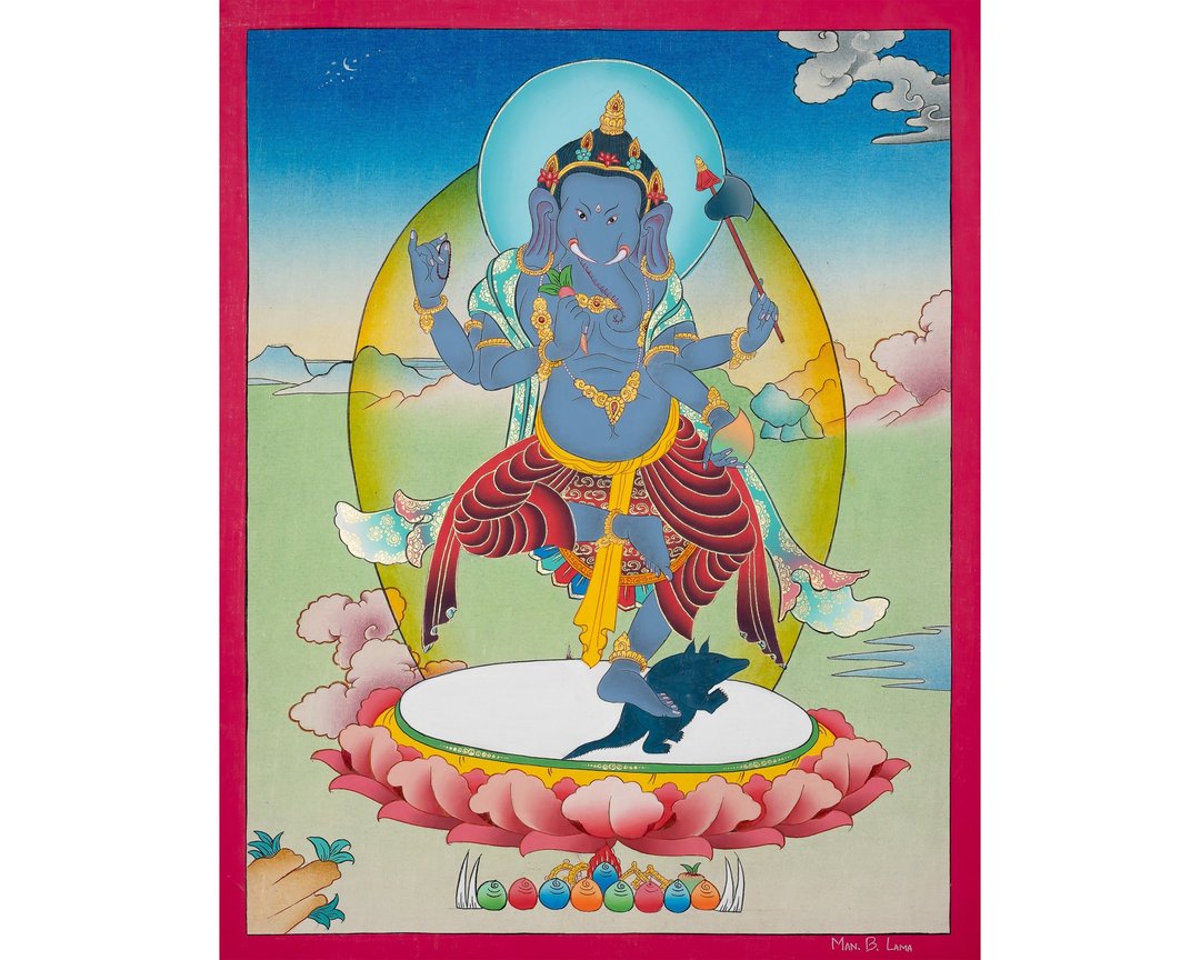 神圣甘尼许唐卡 – 丰盛与成功的神圣象征 - 墙贴/壁贴 - 其他材质 多色
