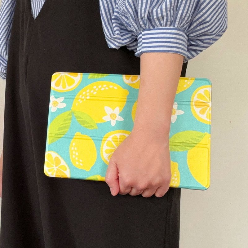 笔记本式 iPad 保护套 [柠檬色] 三折式塑胶保护套，附支架功能 - 平板/电脑保护壳 - 人造皮革 黄色