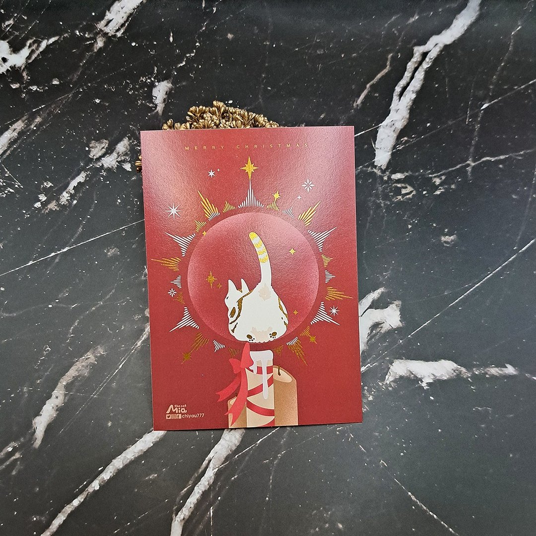 【金银圣诞】猫猫光环烫金圣诞卡 - 卡片/明信片 - 纸 