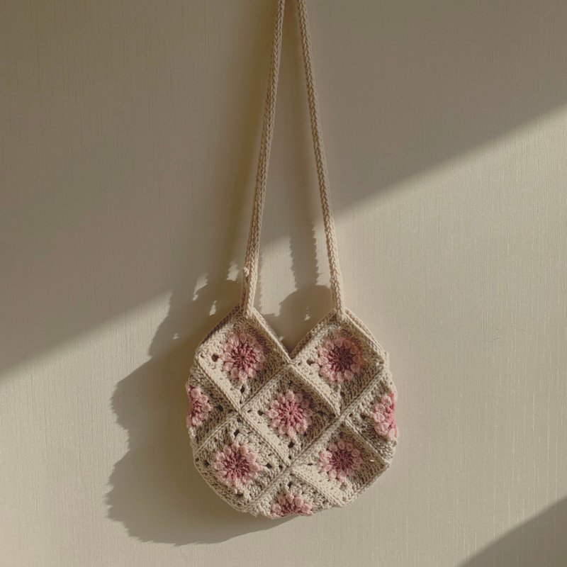 鈎织祖母方格侧背包 - 侧背包/斜挎包 - 棉．麻 