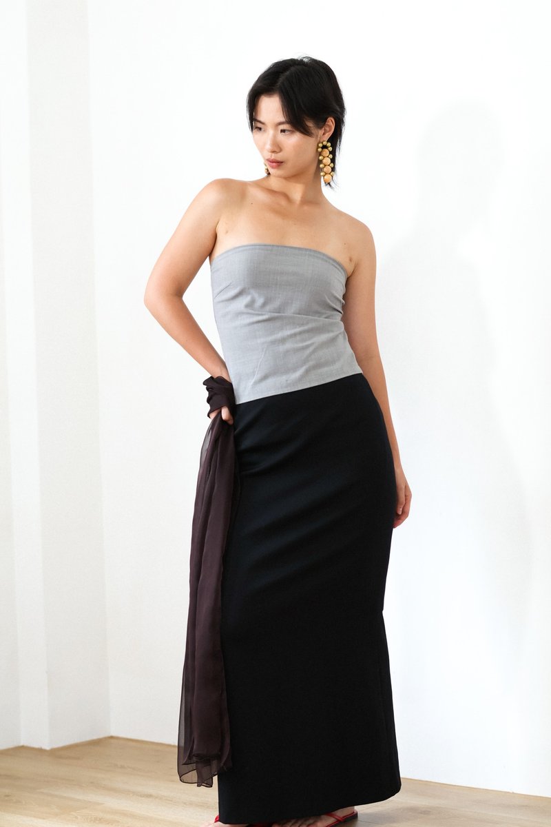 古着 | DKNY灰色无肩带背心 - 女装背心 - 其他人造纤维 灰色