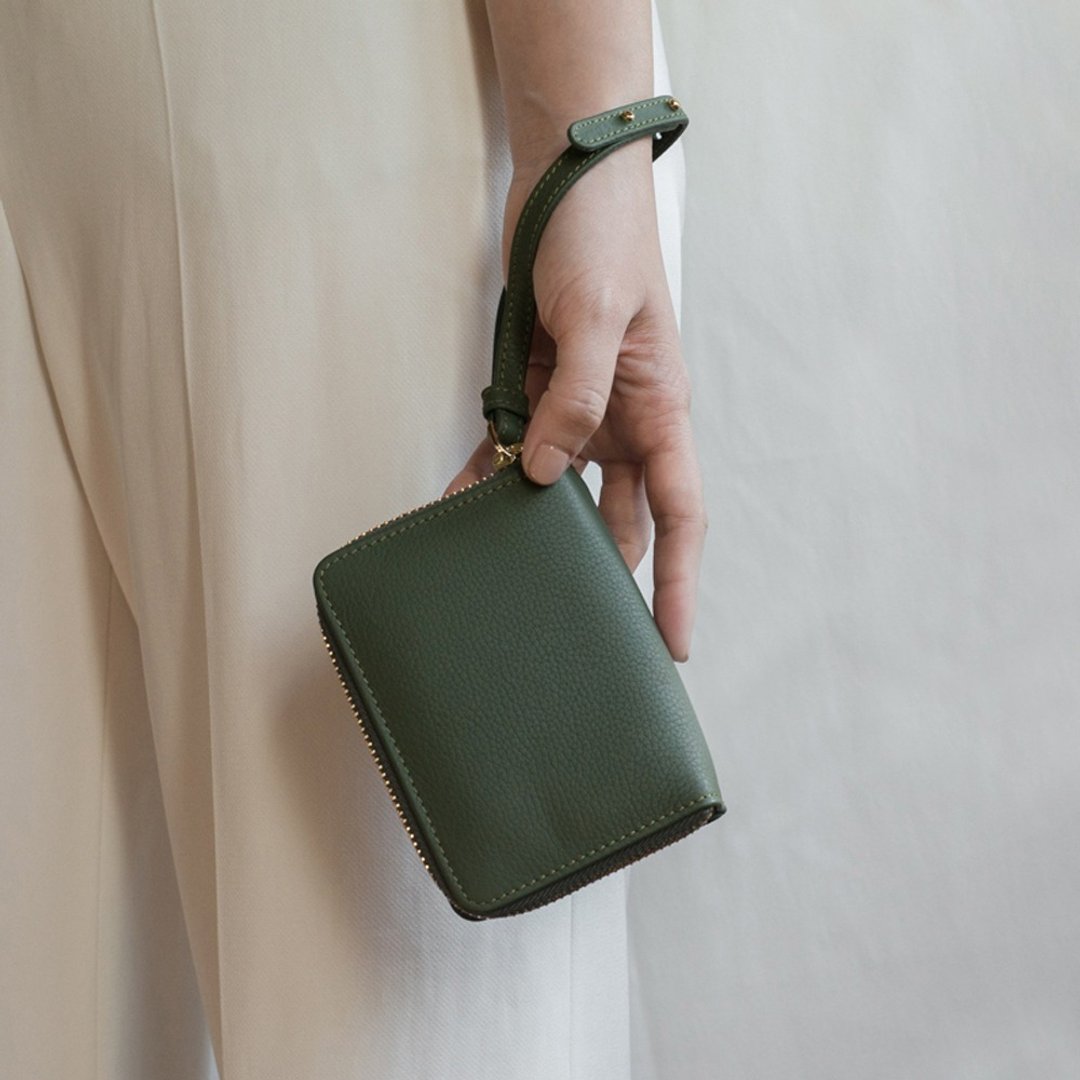 TWINS leather wallet in Dark green - 皮夹/钱包 - 真皮 绿色
