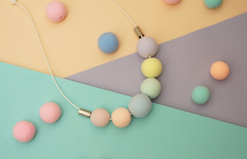 彩色轻黏土项链(粉紫、粉黄、粉绿、天蓝、粉橙、粉红) - 项链 - 粘土 多色