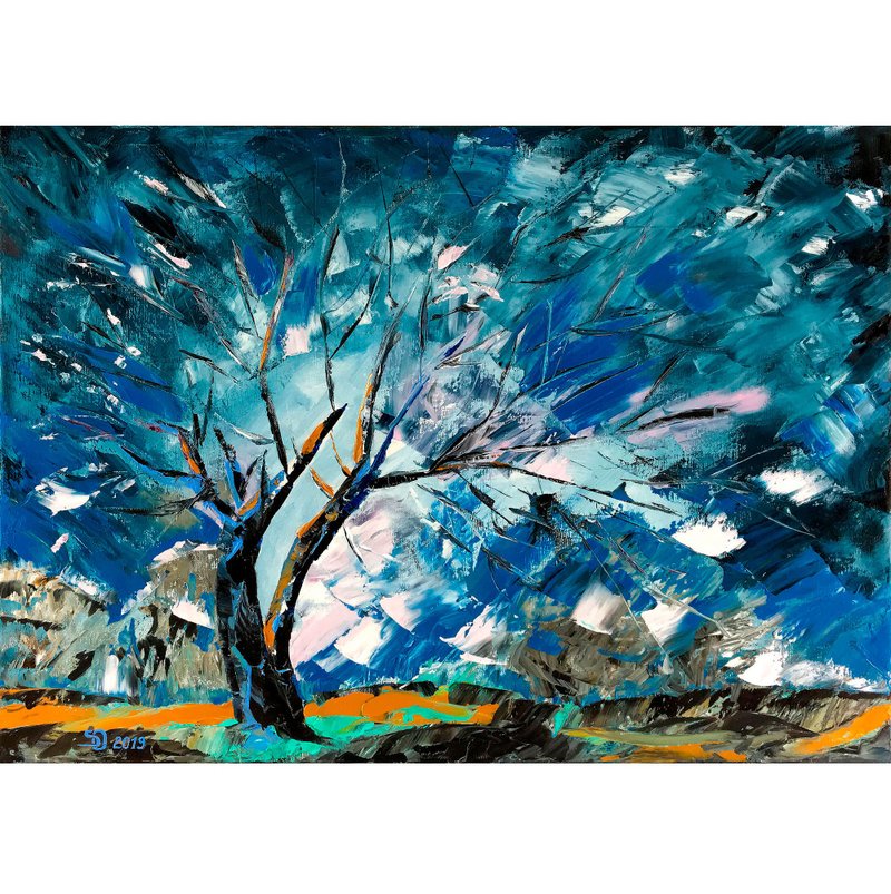 Sakura Painting Impressionism Original Art Large Oil Artwork Impasto Art Canvas - 海报/装饰画/版画 - 其他材质 多色