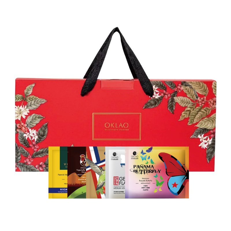 【欧客佬】头等舱用味蕾旅行全世界(45包/盒)挂耳礼盒附提绳 - 咖啡 - 新鲜食材 红色