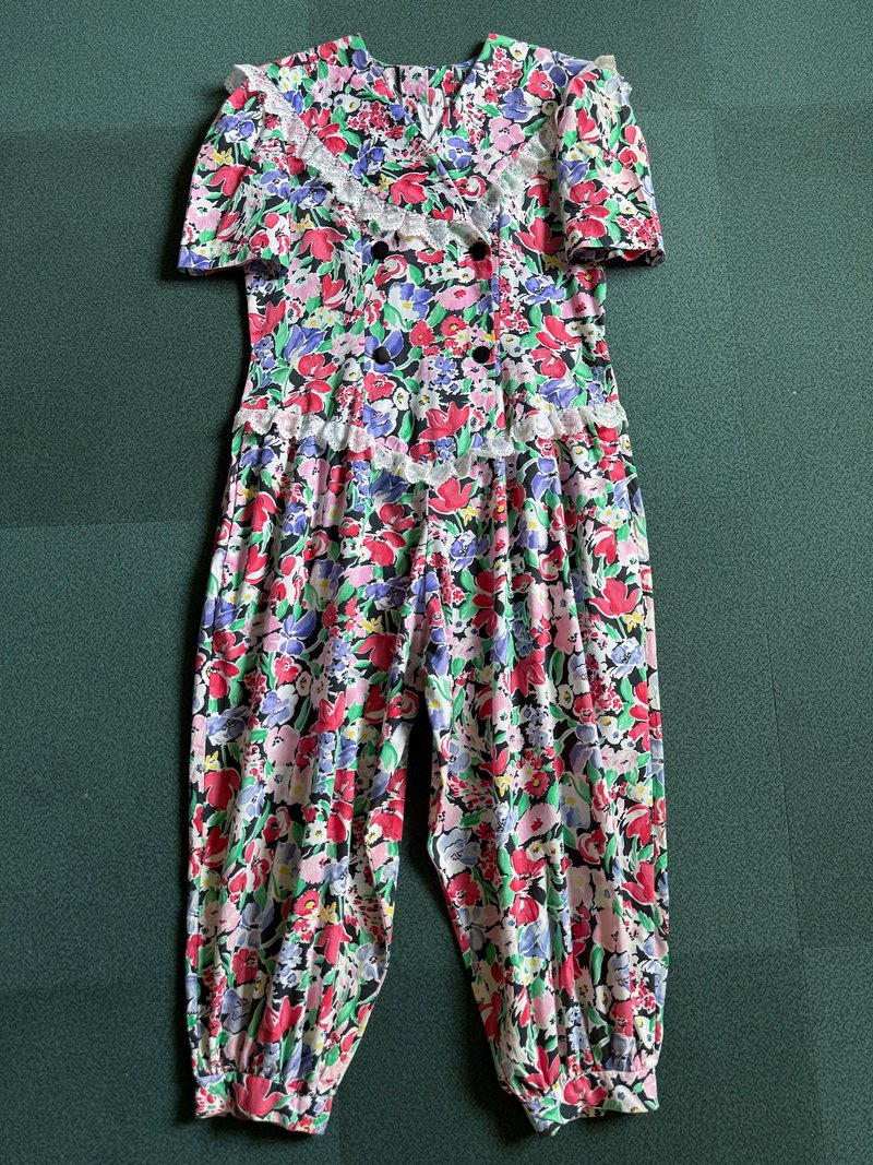 花墙棉布宽松连衣裤 1980s 时髦活泼宽腿裤 - 洋装/连衣裙 - 棉．麻 