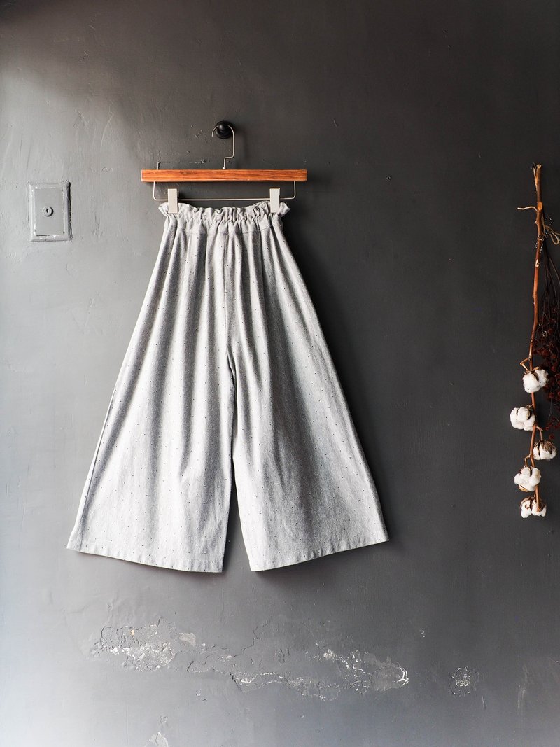 河水山 - 草间弥生花瓣腰灰色调日志 古董棉质宽版长裤  pants vintage - 女装长裤 - 棉．麻 灰色