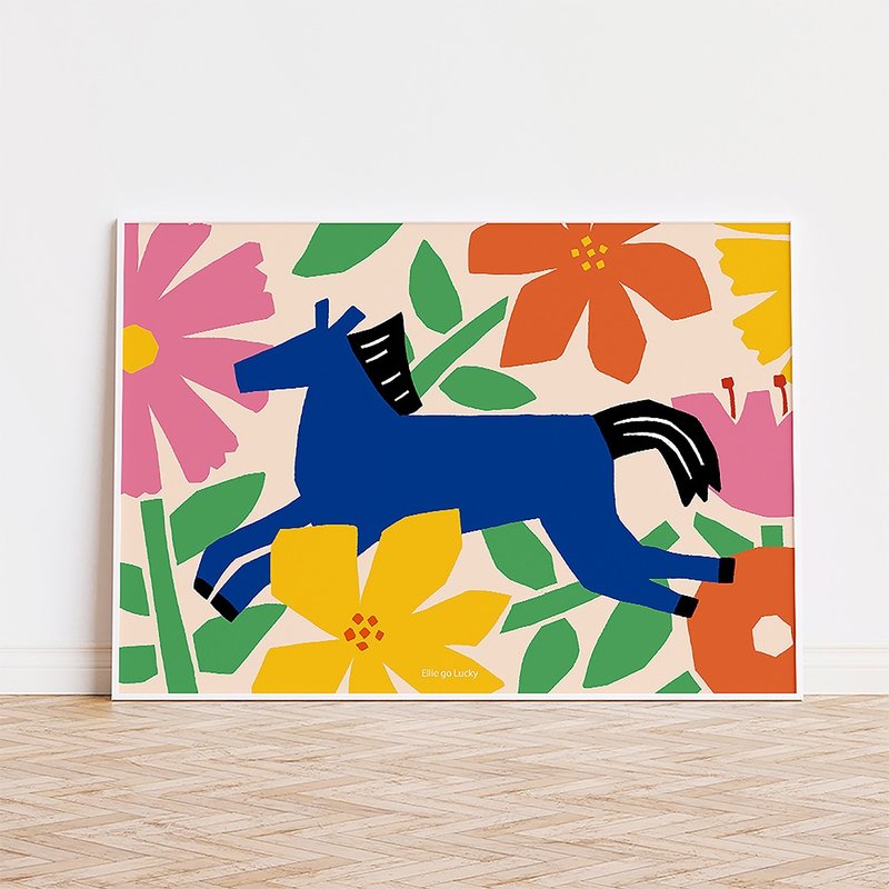 艺术印刷品蓝马插画海报 - 海报/装饰画/版画 - 纸 