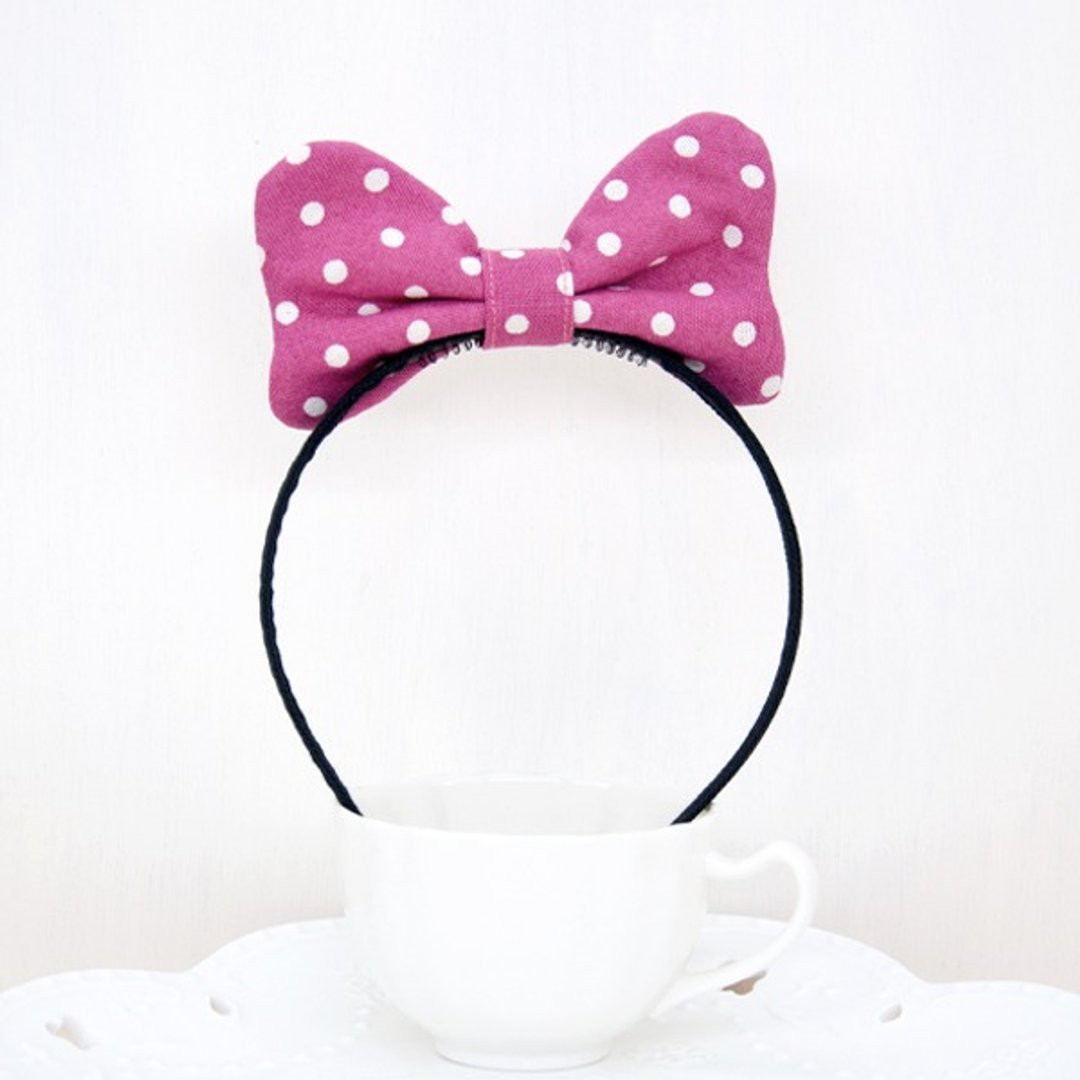 可爱小米妮系列-玫瑰桃软Q布蝴蝶发圈 - 发带/发箍 - 棉 粉红色