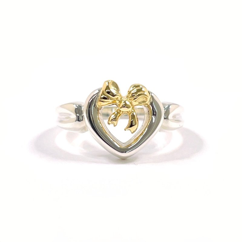 【日本直购．二手美品】8.5号 蒂芙尼 TIFFANY&Co. 戒指 爱心 缎带 925银/K18 - 戒指 - 纯银 银色