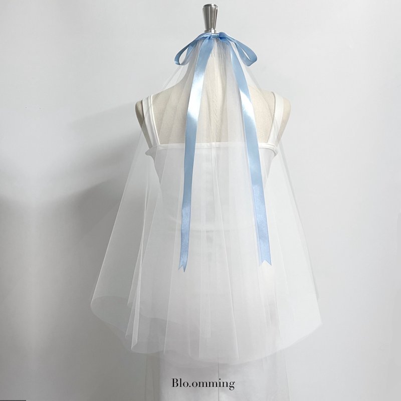 简约头纱 + 婴儿蓝蝴蝶结 - 发饰 - 其他材质 