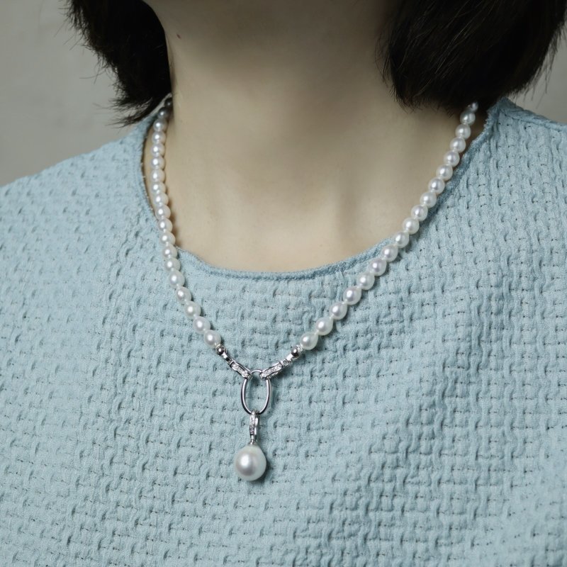 极光巴洛克水滴 珍珠项链 天然淡水珍珠 珍珠吊坠 母亲节礼物 - 项链 - 珍珠 
