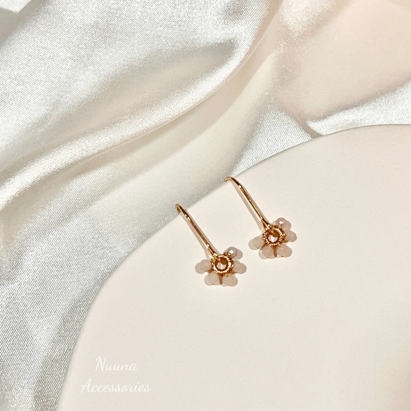 14KGF l 点点星辰 l 天然月光石耳环 - 耳环/耳夹 - 贵金属 金色