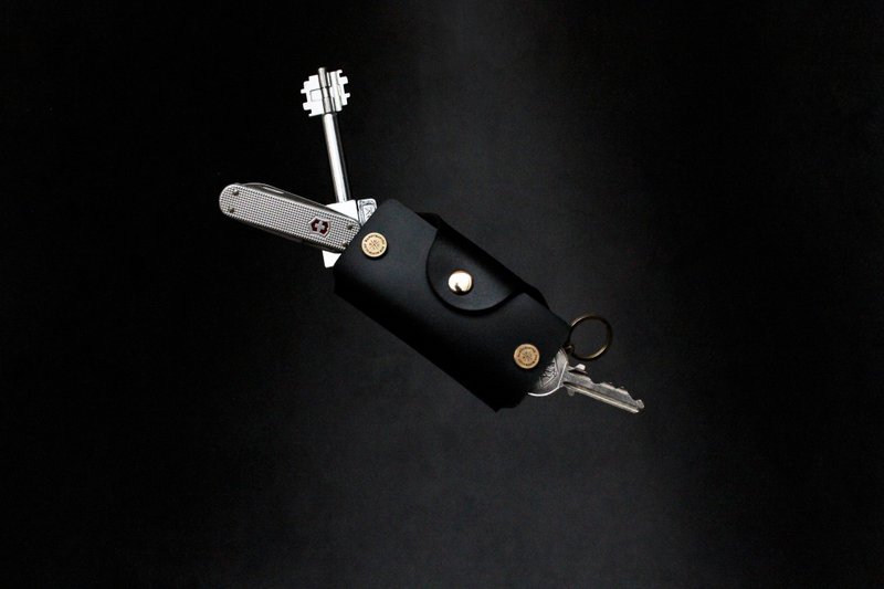 UNIC双扣迷你钥匙包 / 极简钥匙保护套【可定制化】 - 钥匙链/钥匙包 - 真皮 黑色