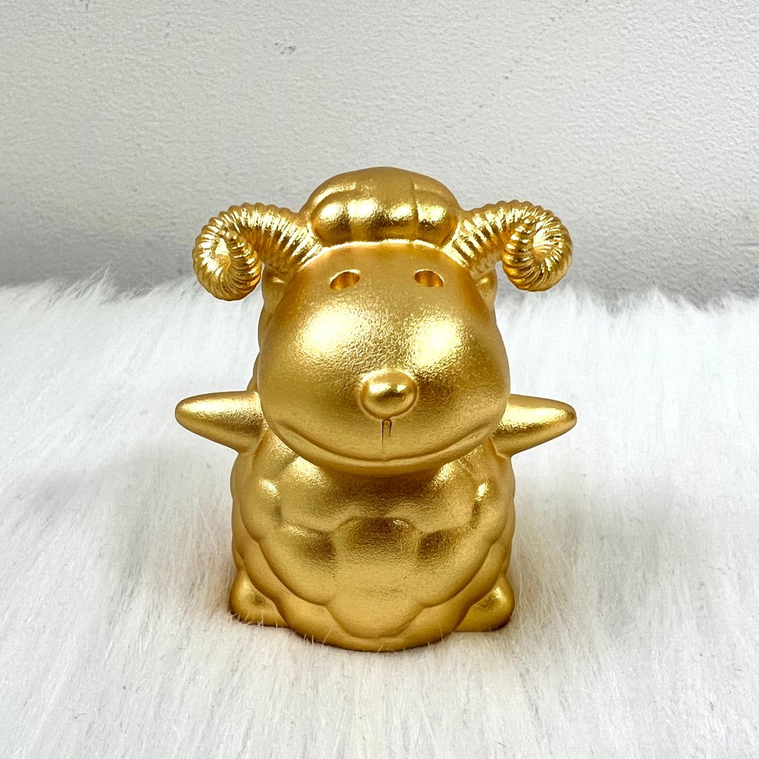 十二生肖铜镀金摆件 - 羊 | 风水摆件 | 奇门摆件 | 开运 - 摆饰 - 铜/黄铜 金色
