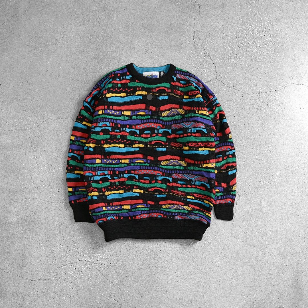 Vintage 立体织纹毛衣 / 图腾毛衣、苦瓜纹毛衣、复古图腾毛衣 - 男装针织衫/毛衣 - 羊毛 多色