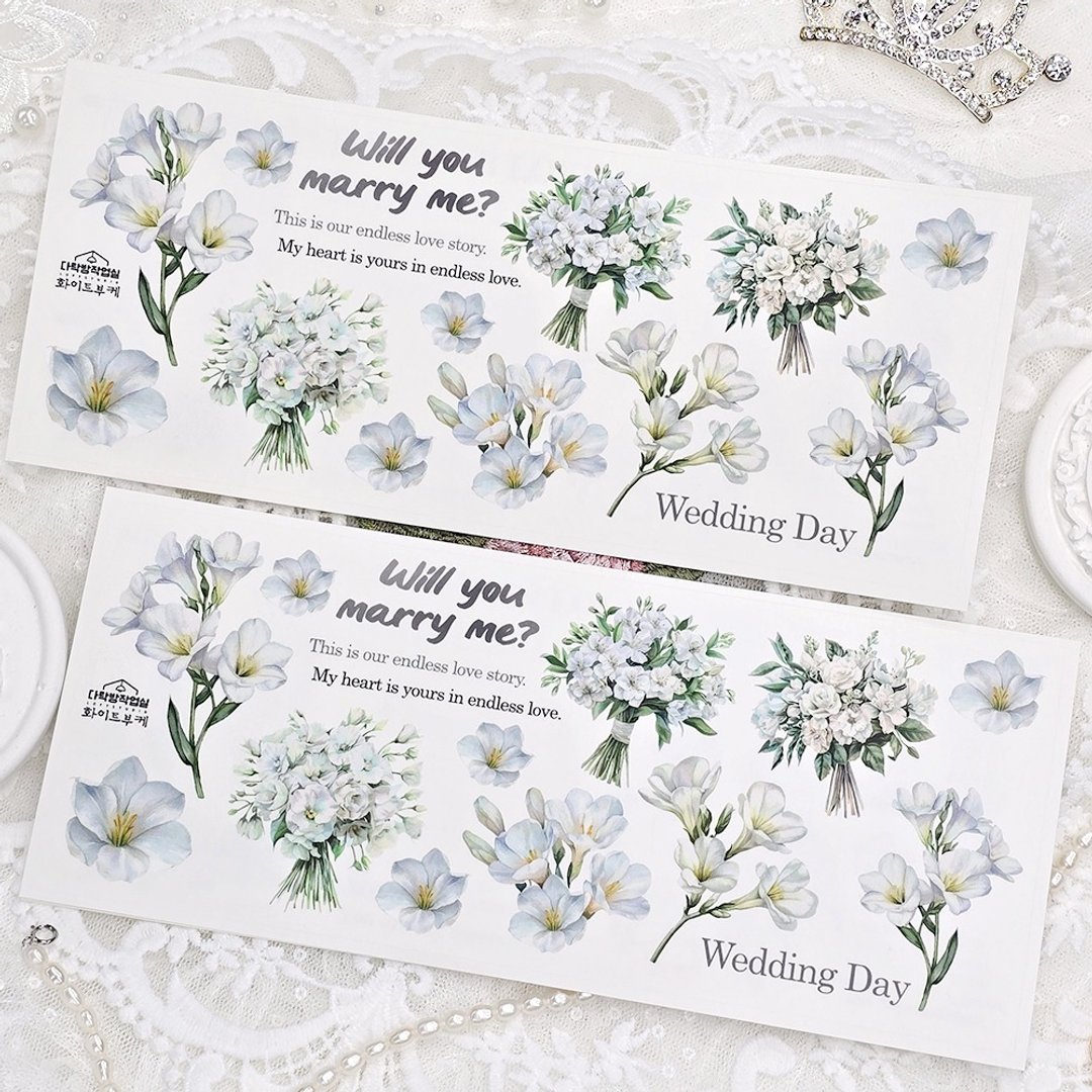 ：White Bouquet：雾面透明贴纸 - 贴纸 - 其他材质 