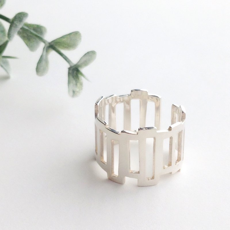[Order production] ring / 950 silver elongated square contiguous ※ 7-20 No. <unisex> - 戒指 - 其他金属 银色