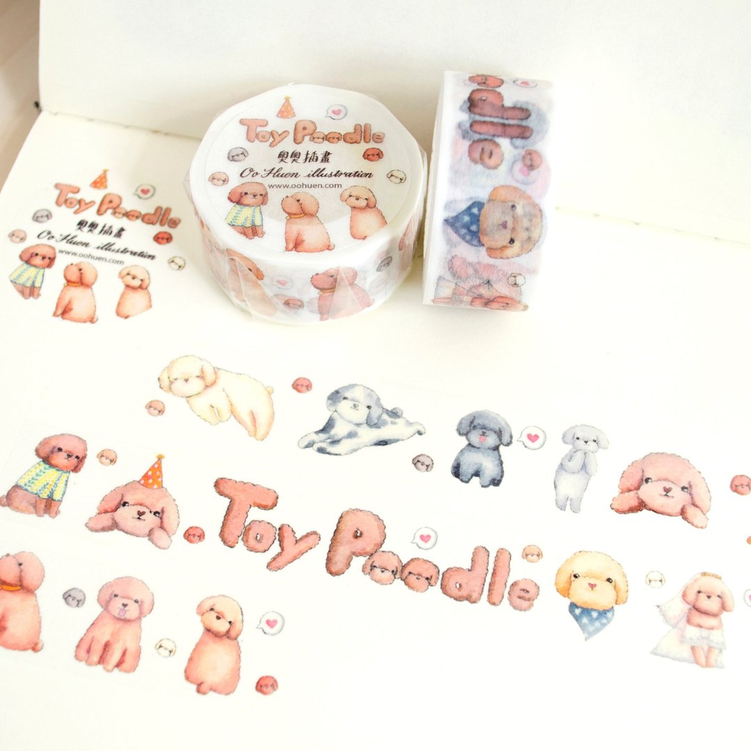 TOY POODLE 贵宾狗 / 玩具贵妇狗狗纸胶带 2.0cm - 纸胶带 - 纸 