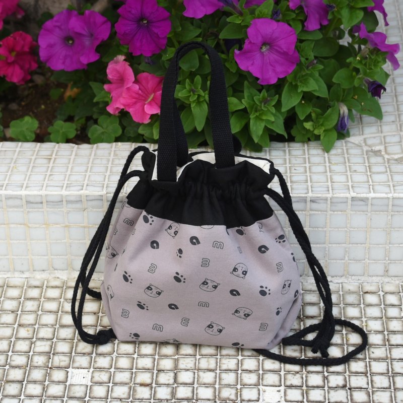 三合一肩背/斜背/手提束口水桶包 ~  小熊熊 (A104) RS - 侧背包/斜挎包 - 棉．麻 灰色