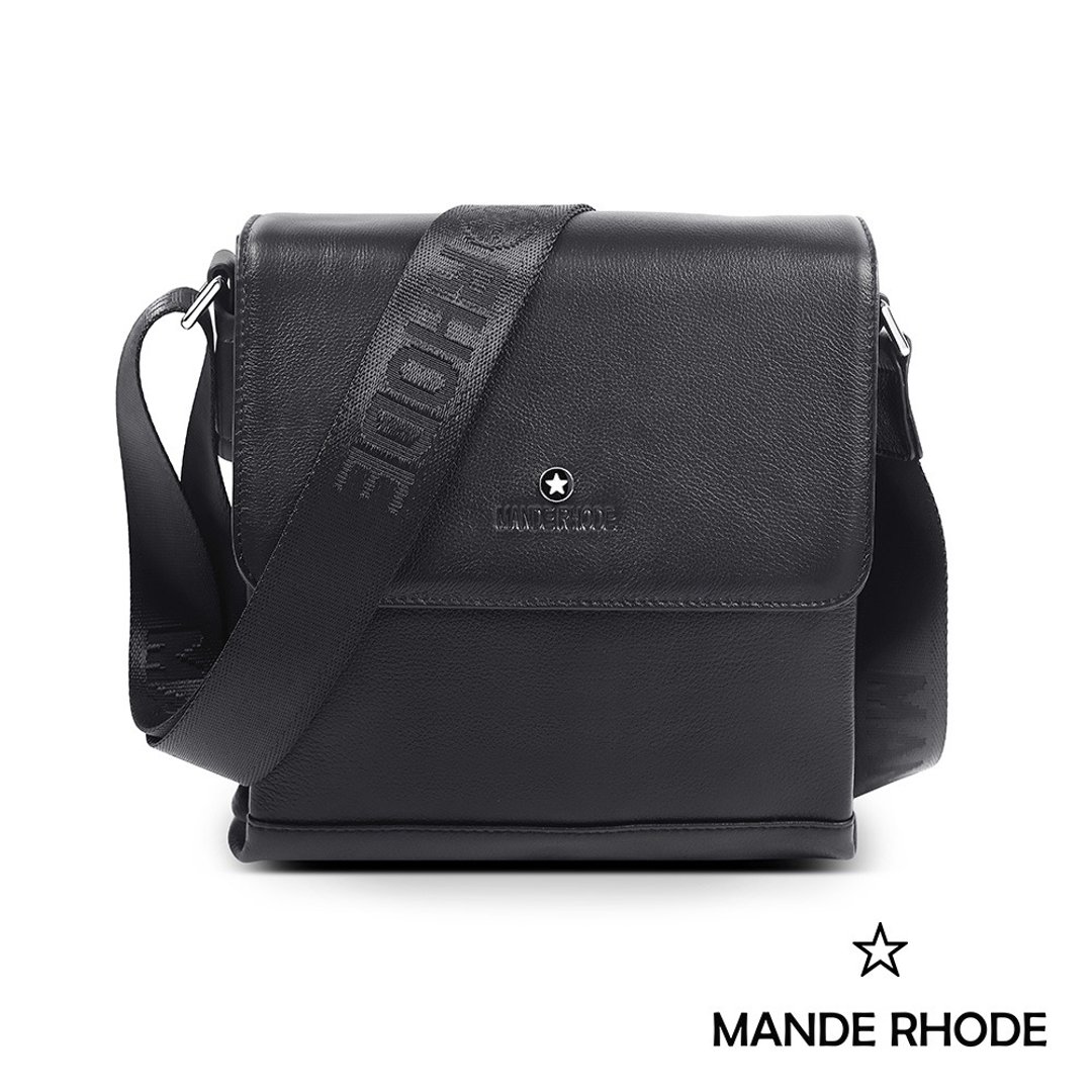 MANDE RHODE - 真皮订制经典掀盖斜背包 - A8888K - 侧背包/斜挎包 - 真皮 黑色
