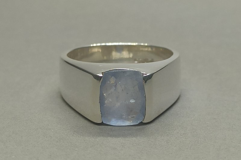 100% 天然 未加热 未处理 4.2 克拉 锡兰蓝宝石 男士戒指 纯银 - 戒指 - 宝石 蓝色