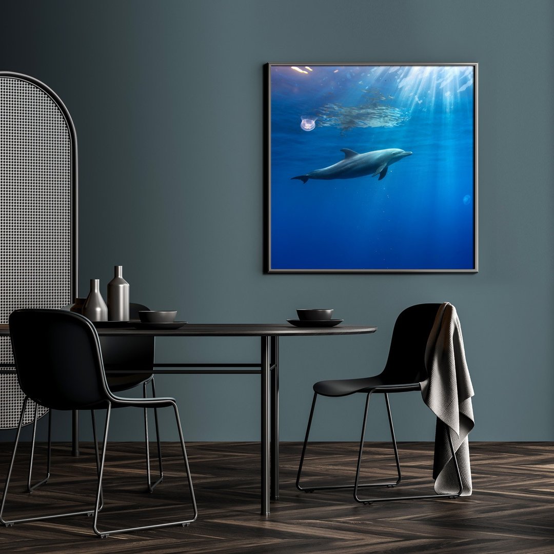 海豚的微笑 - 海洋/海豚/自然/民宿/咖啡厅/方形挂画/方型画作/ - 海报/装饰画/版画 - 棉 多色