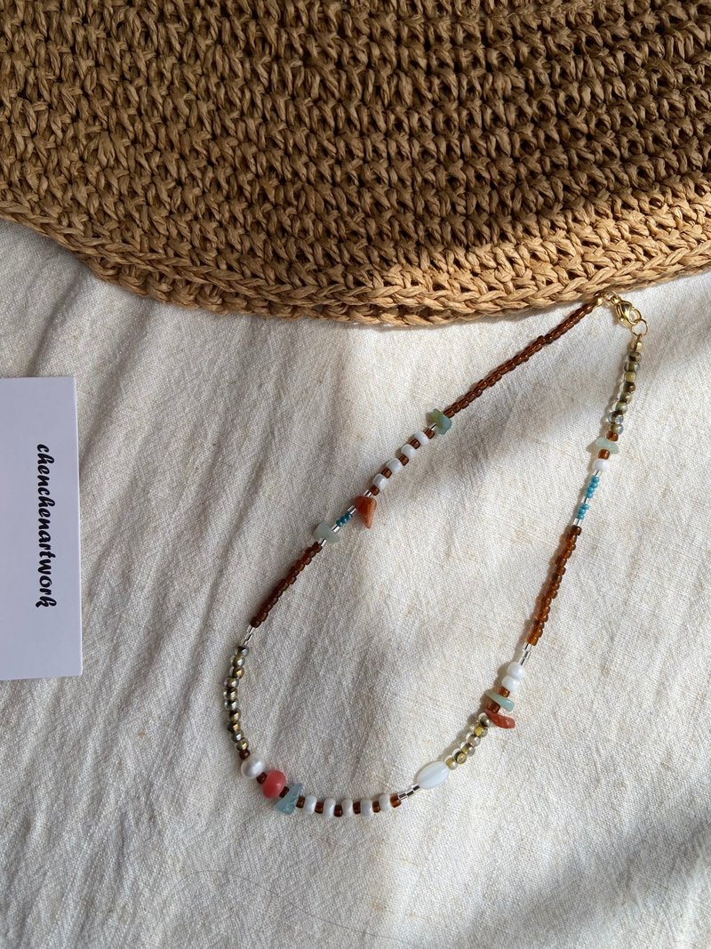 安娜公主 串珠项链 民俗风 海岛风 手作项链 - 项链 - 其他材质 咖啡色