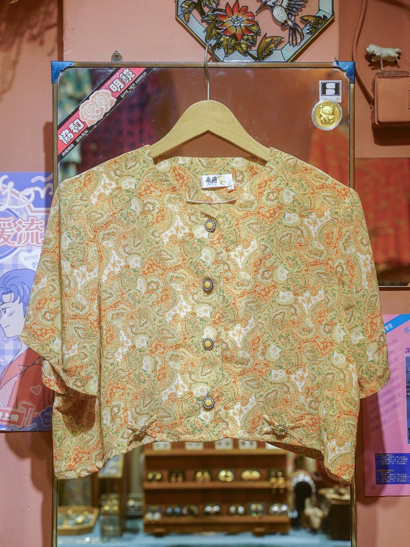 纯情百货行 Vintage 古着改制 古着短版上衣  LS028 飞燕短版上衣 - 女装衬衫 - 聚酯纤维 橘色