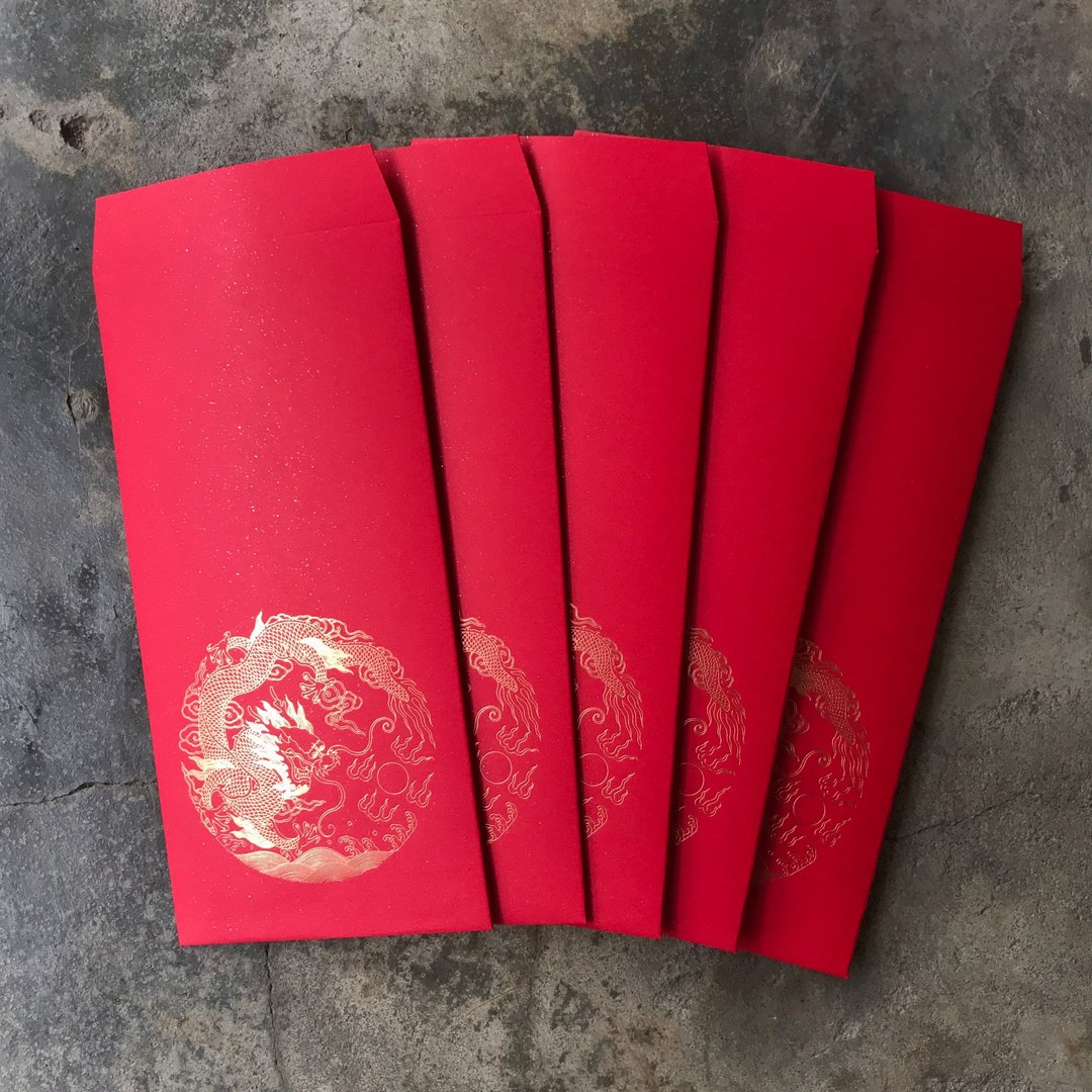 十二生肖龙开运红包袋/团龙戏珠/5入 - 红包/春联 - 纸 红色