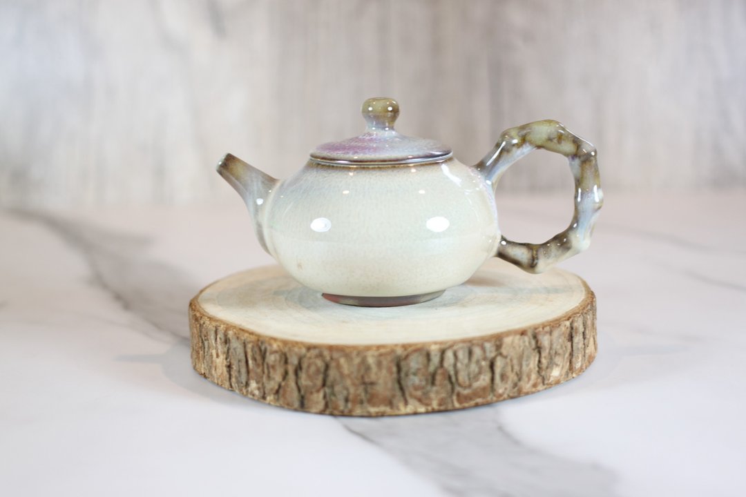 【毕业谢师礼】钧窑柴烧 竹节把手作茶壶 名家叶敏祥精品 - 茶具/茶杯 - 陶 