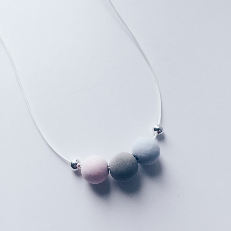 粉色轻黏土项链(粉红、灰、粉蓝) - 项链 - 粘土 