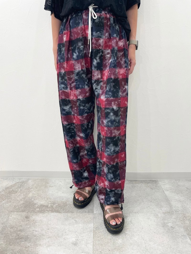 格纹裤/红/海军蓝/F号/hellcatpunks/hcp-pt-0020 - 女装长裤 - 棉．麻 红色