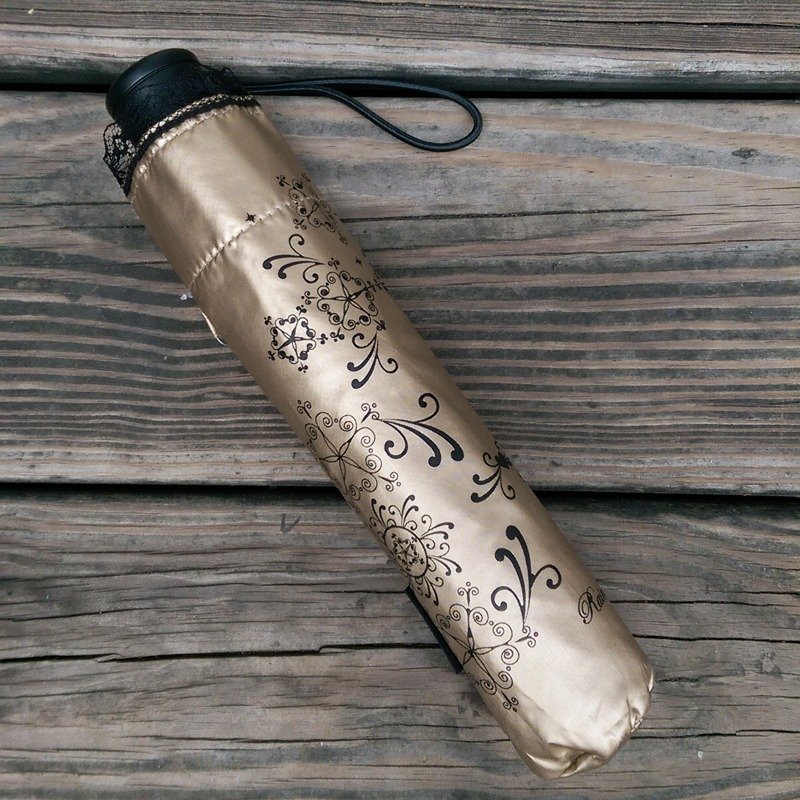 <Puputraga> /插画设计雨伞/巴洛克风情/超轻抗UV手开折伞 - 雨伞/雨衣 - 防水材质 金色