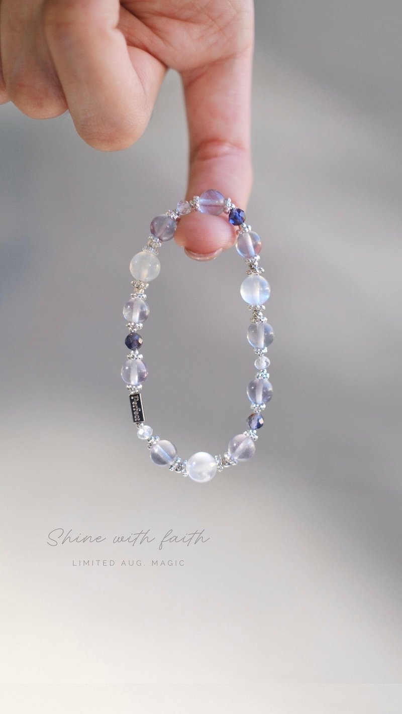 信念微光 水晶 水晶手串 手链 爱情 贵人 招财 桃花 能量 手链 - 手链/手环 - 水晶 蓝色