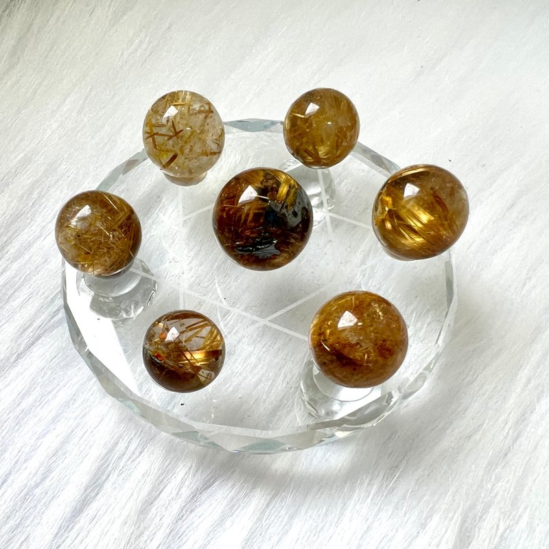 中金钛晶球七星阵 | 水晶 | 水晶球 | 水晶摆件 - 摆饰 - 水晶 金色
