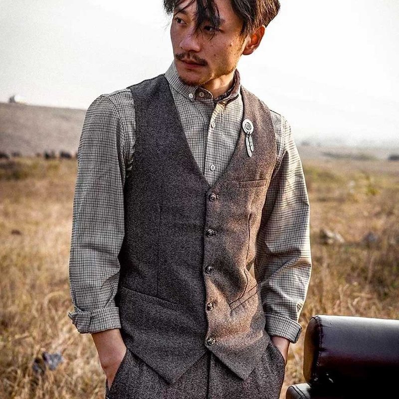 SOARIN英伦复古修身休闲西装马甲(62B025) - 男装背心 - 聚酯纤维 咖啡色