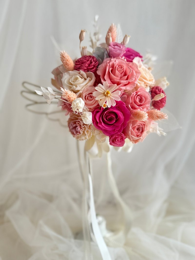 Masako 永生花 新娘捧花 可定制 - 干燥花/捧花 - 植物．花 粉红色