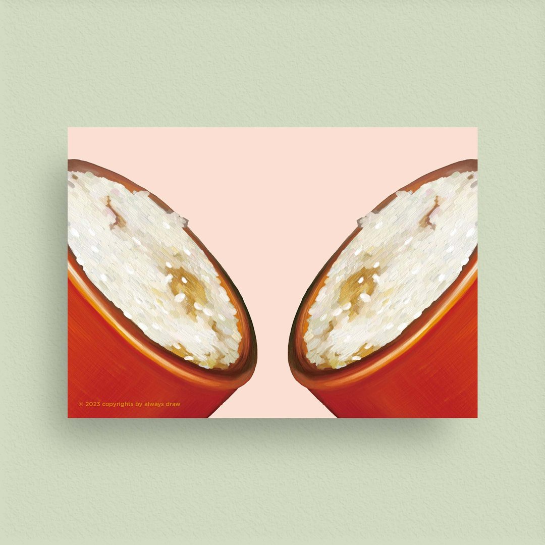 筒仔米糕 - 台湾小吃明信片 - always eat 总绘吃系列 - 卡片/明信片 - 纸 粉红色