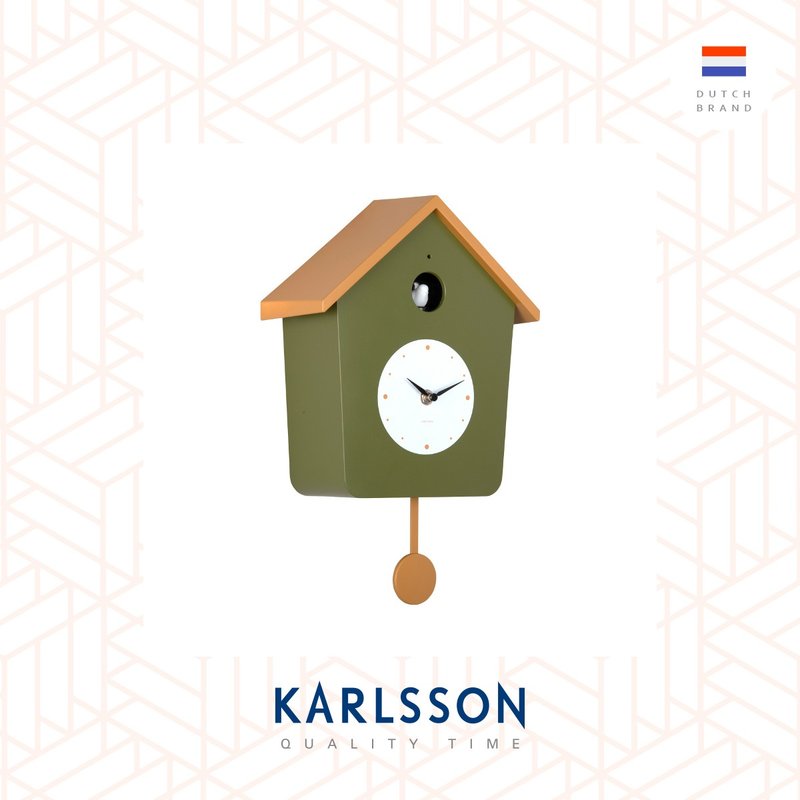 荷兰Karlsson, Cuckoo Light 绿/黄色摇摆布谷鸟挂钟(整点报时) - 时钟/闹钟 - 塑料 绿色