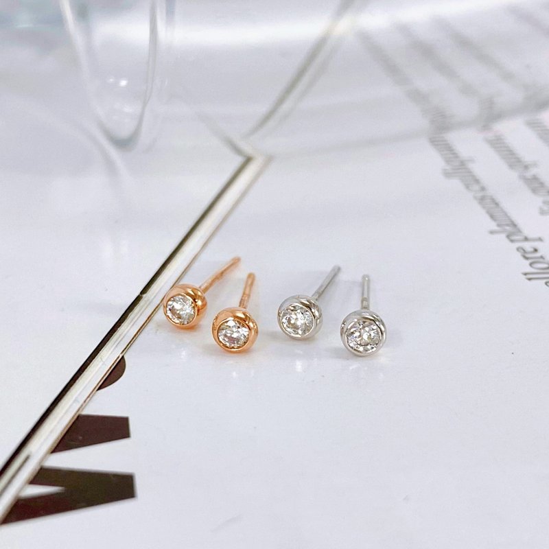 14K | 简约5分包钻_耳环 - 耳环/耳夹 - 贵金属 