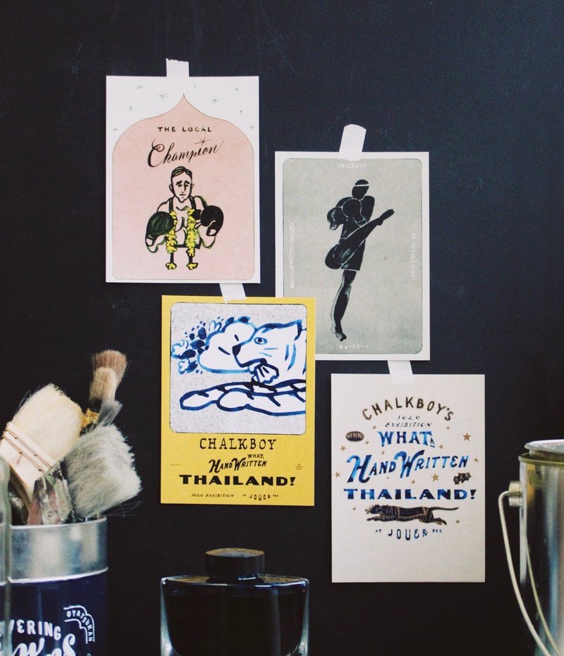 多手写的泰国！4 张明信片套装 - 卡片/明信片 - 纸 白色