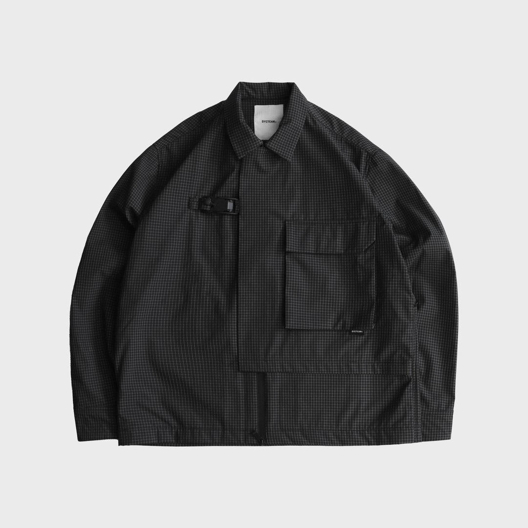 DYCTEAM - Buckle asymmetry jacket (black) - 男装外套 - 其他材质 黑色