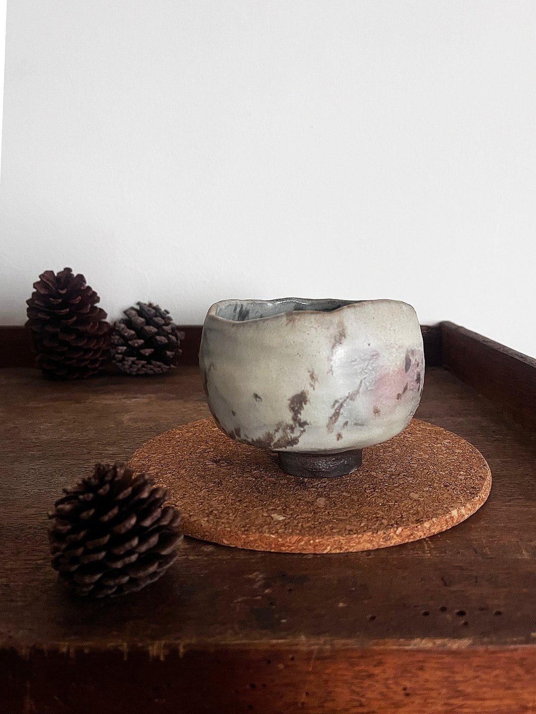 柴烧 手捏茶碗 抹茶碗 陶碗  | 陶茶具 - 茶具/茶杯 - 陶 白色