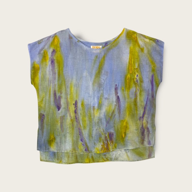 100%亚麻 | 咻咻艺术手绘连袖上衣凉感舒适 | 独一无二 - 女装上衣 - 棉．麻 多色