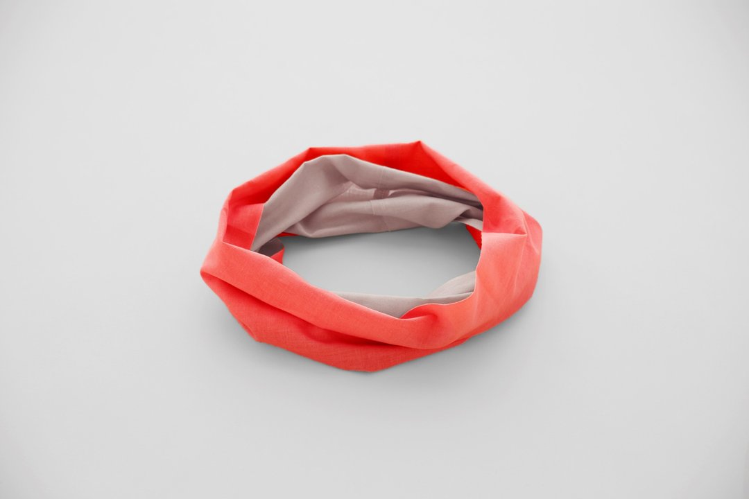 Snood Oo Wow Salmon pink x Gray S size - 丝巾 - 棉 