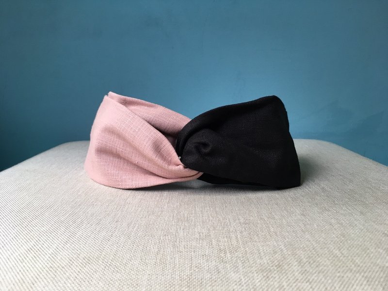 双色发带 / 藕黑粉 / 好搭 - 发带/发箍 - 棉．麻 黑色