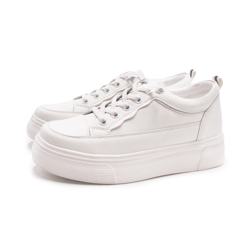 W&M 银边条设计休闲增高厚底鞋 女鞋-白色 - 女款休闲鞋 - 人造皮革 